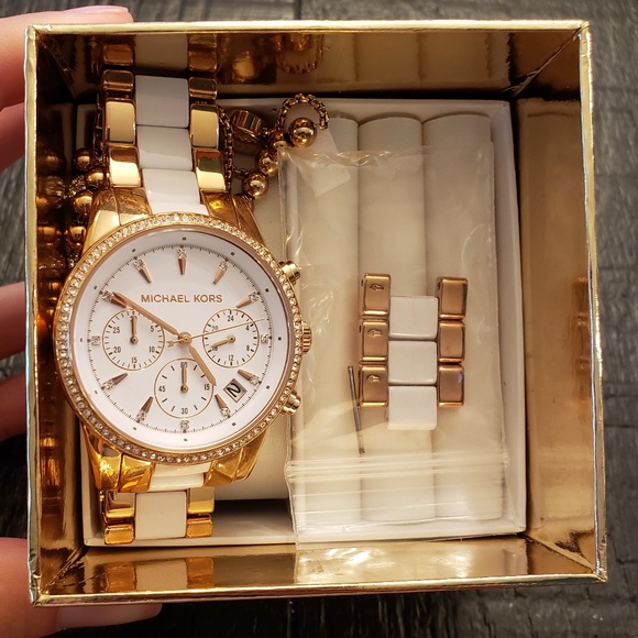 Michael Kors Jewelry - Michael Kors Ritz Rose and White Chronograph watch